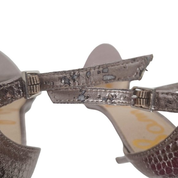 Sam Edelman Sz 9 Eleanor Metallic Open Toe Reptile‎ Embossed High Heel Sandals - Picture 8 of 15